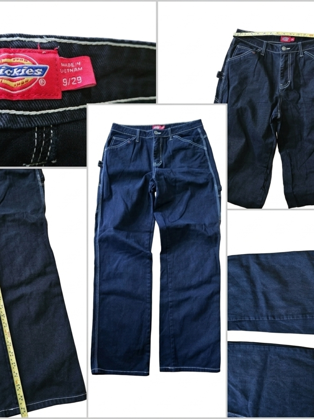 Vintage Dickies Black Carpenter Pants White Stitching Gorpcore Skater 9/29